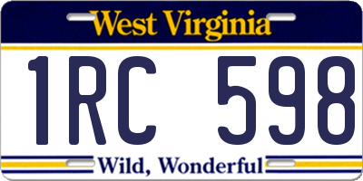 WV license plate 1RC598