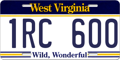 WV license plate 1RC600