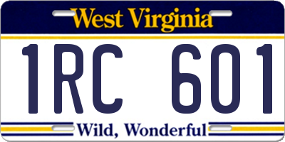 WV license plate 1RC601