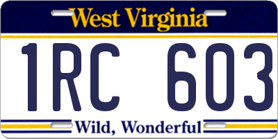 WV license plate 1RC603