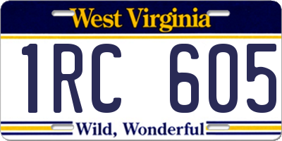 WV license plate 1RC605