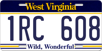 WV license plate 1RC608