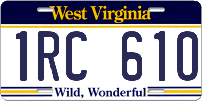 WV license plate 1RC610
