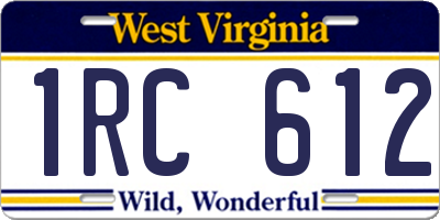 WV license plate 1RC612