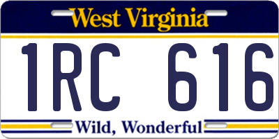 WV license plate 1RC616