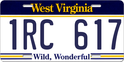 WV license plate 1RC617