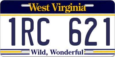 WV license plate 1RC621
