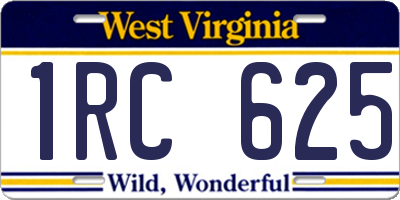 WV license plate 1RC625