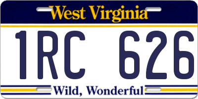 WV license plate 1RC626