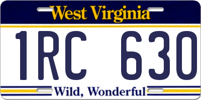 WV license plate 1RC630