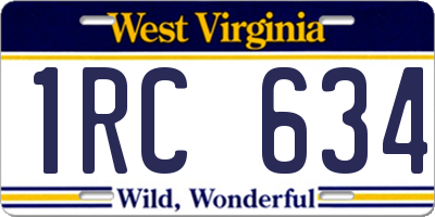WV license plate 1RC634