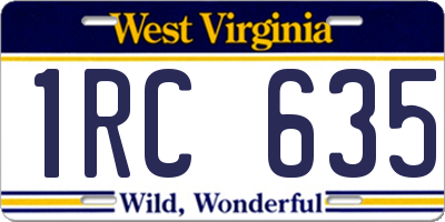 WV license plate 1RC635