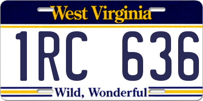 WV license plate 1RC636