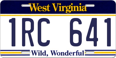 WV license plate 1RC641