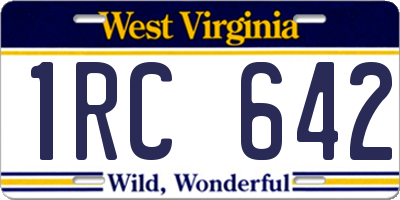 WV license plate 1RC642