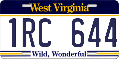 WV license plate 1RC644