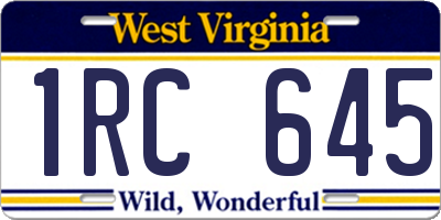 WV license plate 1RC645