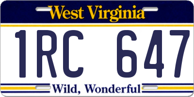 WV license plate 1RC647