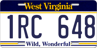 WV license plate 1RC648