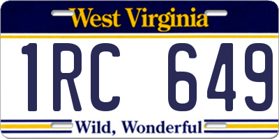 WV license plate 1RC649