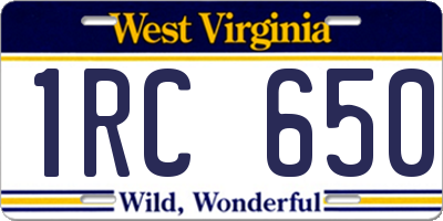 WV license plate 1RC650