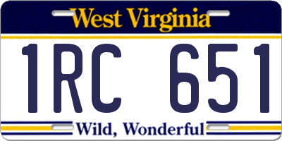 WV license plate 1RC651