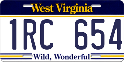 WV license plate 1RC654