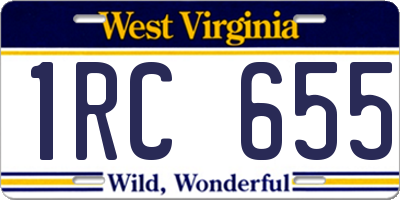 WV license plate 1RC655