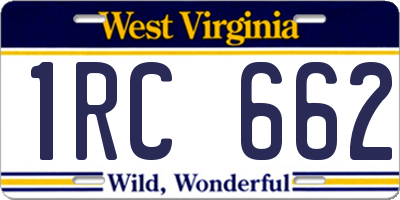 WV license plate 1RC662