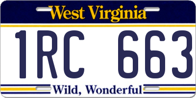WV license plate 1RC663