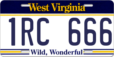 WV license plate 1RC666