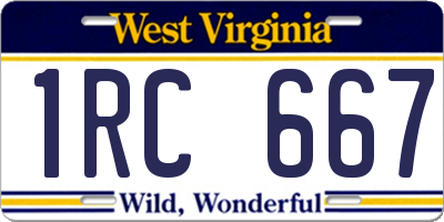 WV license plate 1RC667