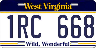 WV license plate 1RC668