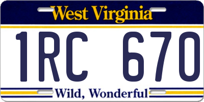 WV license plate 1RC670