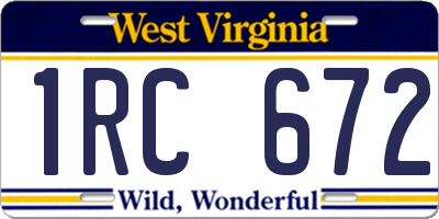 WV license plate 1RC672
