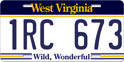 WV license plate 1RC673