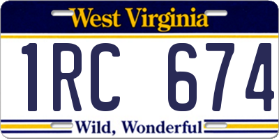 WV license plate 1RC674
