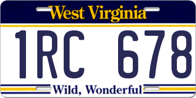 WV license plate 1RC678