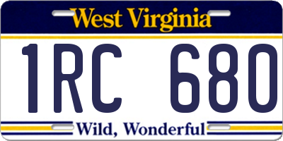 WV license plate 1RC680