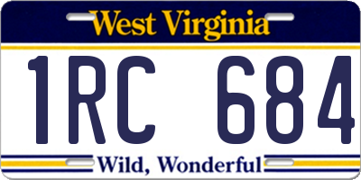 WV license plate 1RC684