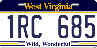 WV license plate 1RC685