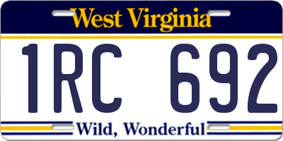 WV license plate 1RC692