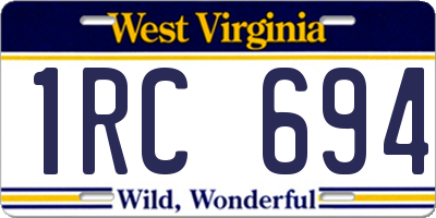 WV license plate 1RC694