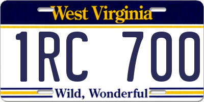 WV license plate 1RC700