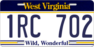 WV license plate 1RC702