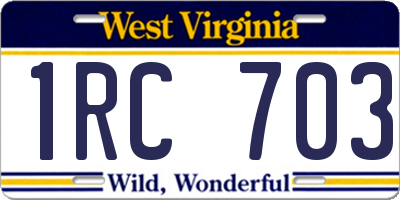 WV license plate 1RC703