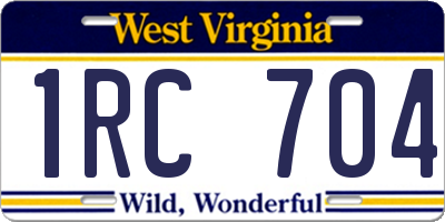 WV license plate 1RC704
