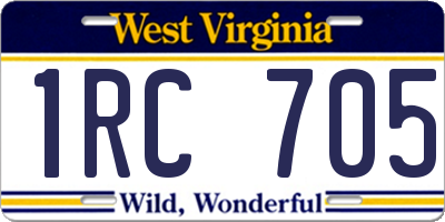 WV license plate 1RC705