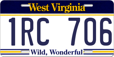 WV license plate 1RC706