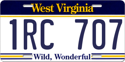 WV license plate 1RC707